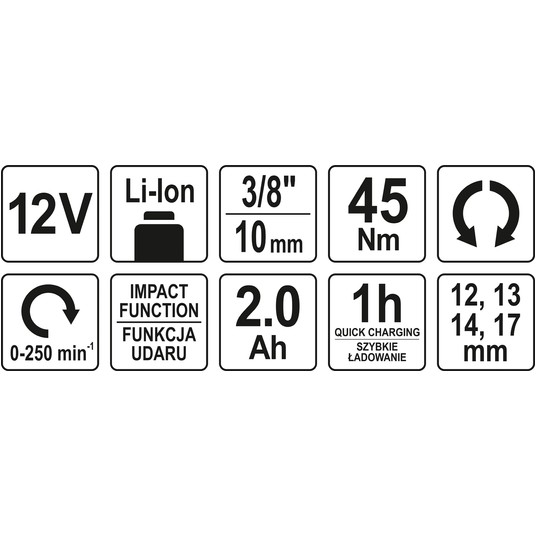 GRZECHOTKA UDAROWA 12V 3/8'' 45NM - 2AH -zdjęcie numer 5