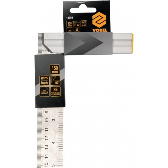 KĄTOWNIK METALOWY 150 MM ZE STOPKĄ I LIB -zdjęcie numer 1