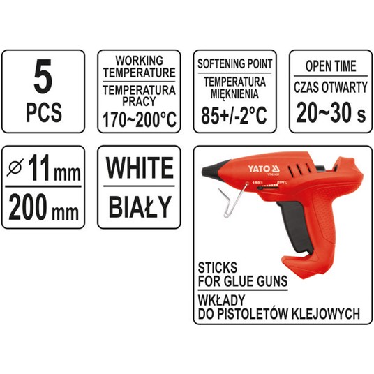 KLEJ TERMOTOPLIWY 11,2x200MM 5SZT BIAŁY -zdjęcie numer 3