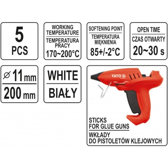 KLEJ TERMOTOPLIWY 11,2x200MM 5SZT BIAŁY -zdjęcie numer 3