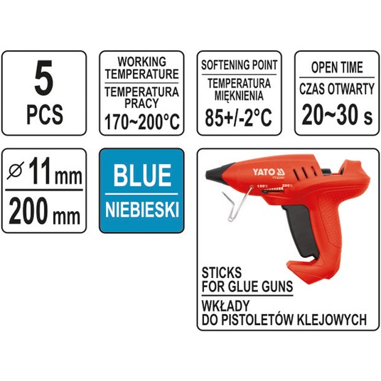 KLEJ TERMOTOPLIWY 11,2x200MM 5SZT NIEBIE -zdjęcie numer 3