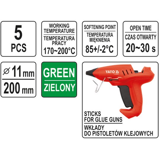 KLEJ TERMOTOPLIWY 11,2x200MM 5SZT ZIELON -zdjęcie numer 3