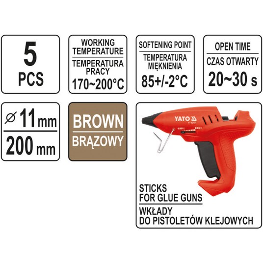 KLEJ TERMOTOPLIWY 11x200MM 5PCS BRĄZ -zdjęcie numer 3