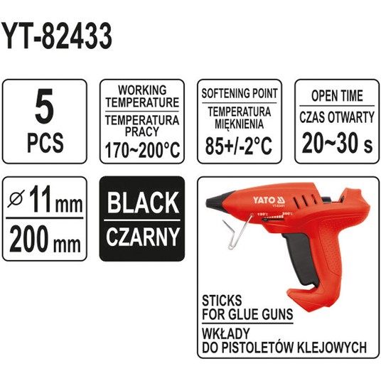 KLEJ TERMOTOPLIWY 11x200MM 5SZT CZARNY -zdjęcie numer 3