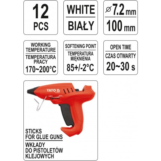 KLEJ TERMOTOPLIWY 7,2x100 12SZT BIAŁY -zdjęcie numer 3