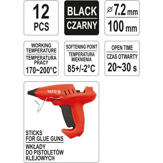 KLEJ TERMOTOPLIWY 7,2x100MM 12SZ CZARNY -zdjęcie numer 3