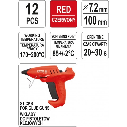 KLEJ TERMOTOPLIWY 7,2x100MM 12SZ CZERWON -zdjęcie numer 3