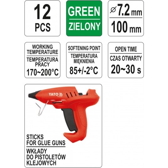 KLEJ TERMOTOPLIWY 7,2x100MM 12SZ ZIELONY -zdjęcie numer 3