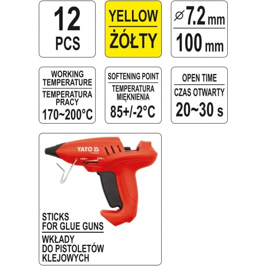 KLEJ TERMOTOPLIWY 7,2x100MM 12SZ ŻÓŁTY -zdjęcie numer 3