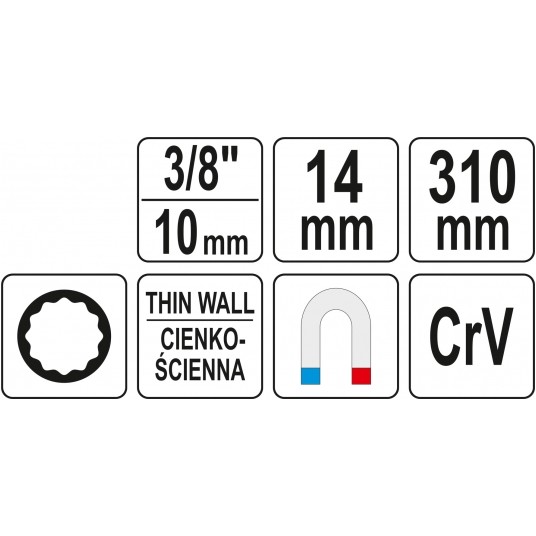 KLUCZ DO ŚWIEC 14MM Z PRZEDŁUŻKĄ 3/8" -zdjęcie numer 4