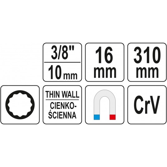KLUCZ DO ŚWIEC 16MM Z PRZEDŁUŻKĄ 3/8" -zdjęcie numer 4