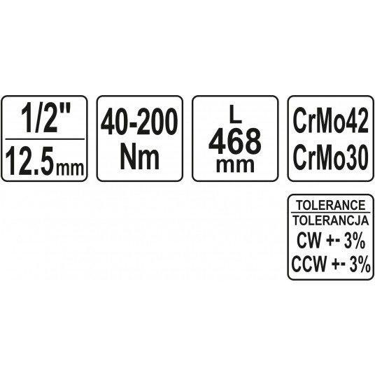 KLUCZ DYNAMOMETRYCZNY 1/2" 40-200Nm -zdjęcie numer 5