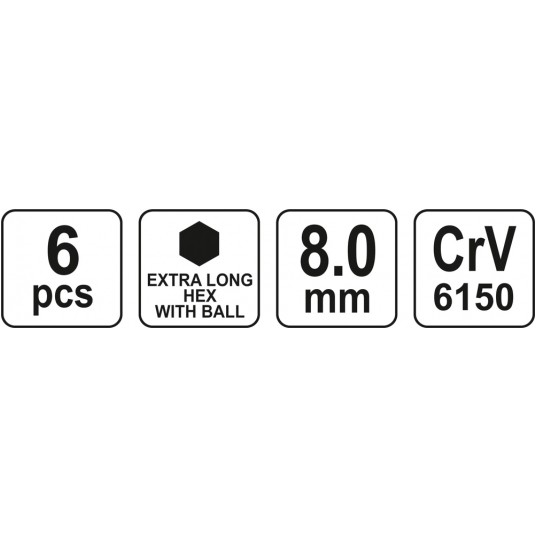 KLUCZ IMBUS EXTRA DŁUGI KULKA 8,0MM 6SZT -zdjęcie numer 2
