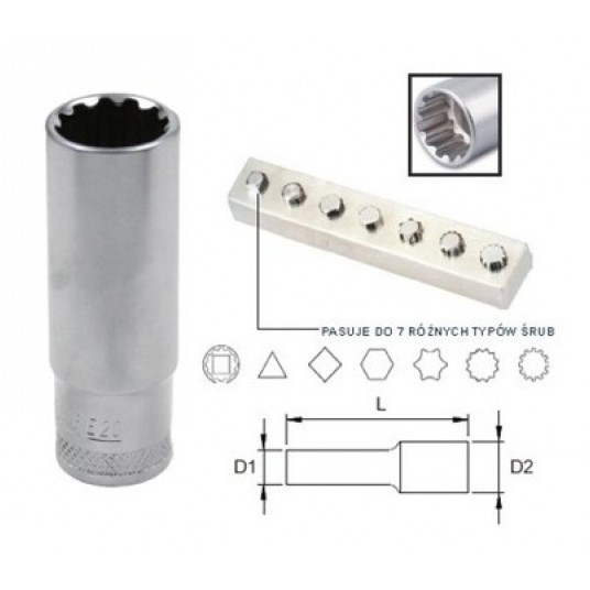 Klucz nasadowy długi SUPER TECH 1/2" 28mm -zdjęcie numer 1