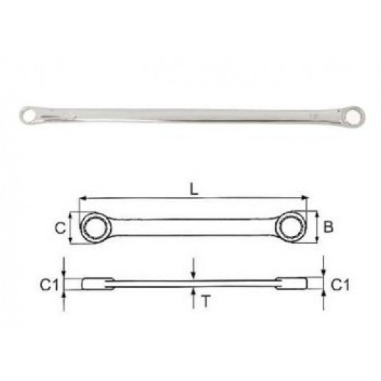 Klucz oczkowy dwustronny bardzo długi 22 x 24mm -zdjęcie numer 1