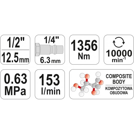 KLUCZ PNEUMATYCZNY 1/2'' 1356NM -zdjęcie numer 1