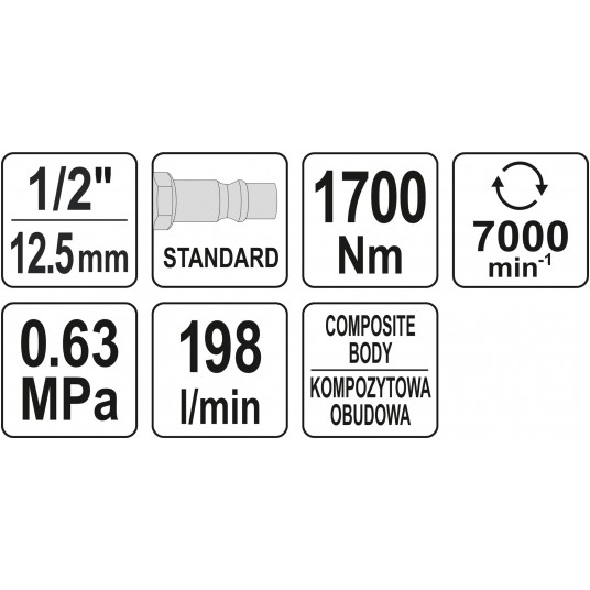 KLUCZ PNEUMATYCZNY 1/2" 1700Nm KOMPOZYT -zdjęcie numer 5