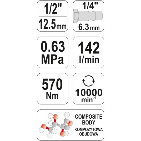 KLUCZ PNEUMATYCZNY 1/2'' 570NM -zdjęcie numer 4