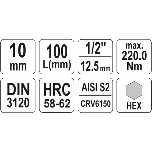 KLUCZ TRZPIENIOWY HEX 1/2" 10MM L100MM -zdjęcie numer 4