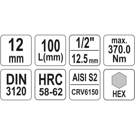 KLUCZ TRZPIENIOWY HEX 1/2" 12MM L100MM -zdjęcie numer 4