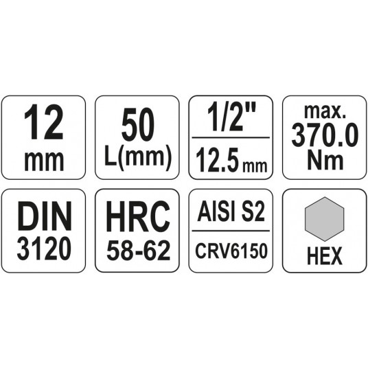KLUCZ TRZPIENIOWY HEX 1/2" 12MM L55MM -zdjęcie numer 4