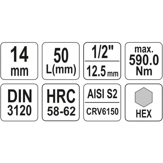 KLUCZ TRZPIENIOWY HEX 1/2" 14MM L55MM -zdjęcie numer 4