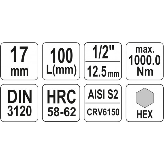 KLUCZ TRZPIENIOWY HEX 1/2" 17MM L100MM -zdjęcie numer 3