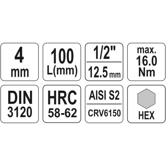 KLUCZ TRZPIENIOWY HEX 1/2" 4MM L100MM -zdjęcie numer 4