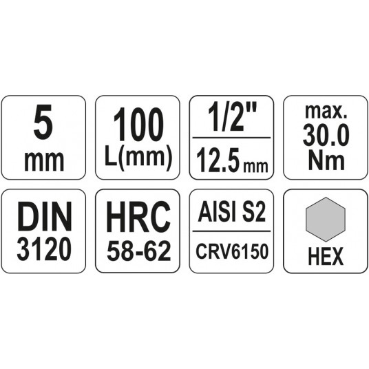 KLUCZ TRZPIENIOWY HEX 1/2" 5MM L100MM -zdjęcie numer 4