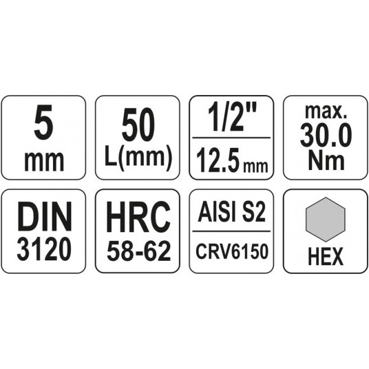 KLUCZ TRZPIENIOWY HEX 1/2" 5MM L55MM -zdjęcie numer 4