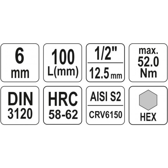 KLUCZ TRZPIENIOWY HEX 1/2" 6MM L100MM -zdjęcie numer 4