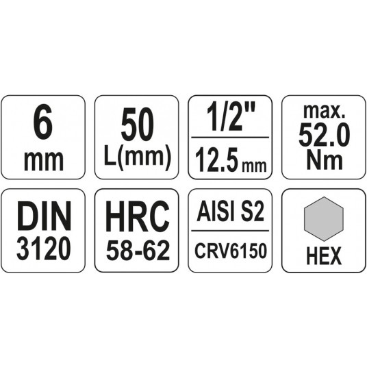 KLUCZ TRZPIENIOWY HEX 1/2" 6MM L55MM -zdjęcie numer 4