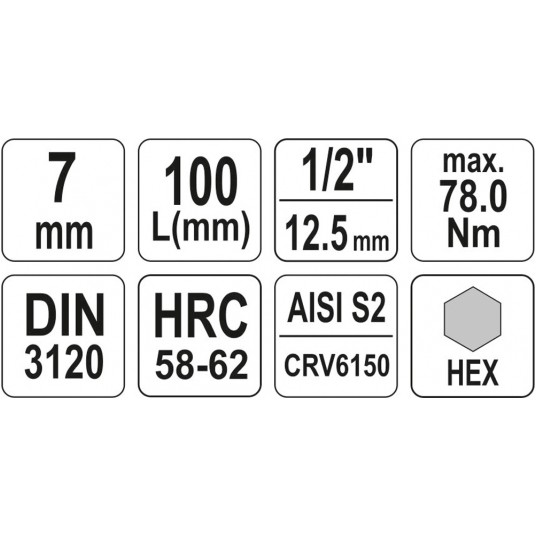 KLUCZ TRZPIENIOWY HEX 1/2" 7MM L100MM -zdjęcie numer 4