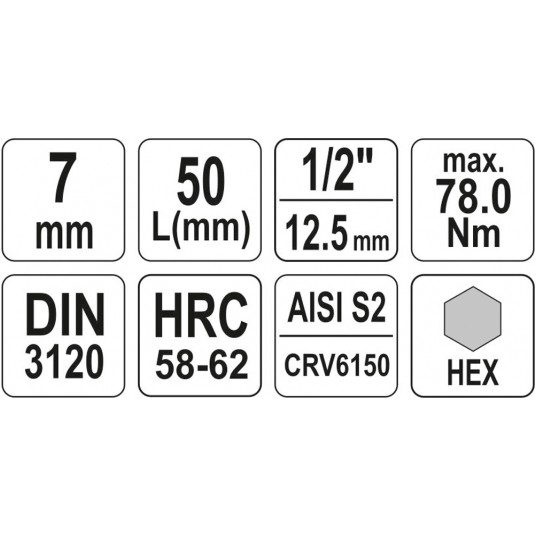 KLUCZ TRZPIENIOWY HEX 1/2" 7MM L55MM -zdjęcie numer 4