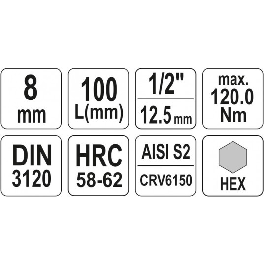 KLUCZ TRZPIENIOWY HEX 1/2" 8MM L100MM -zdjęcie numer 4