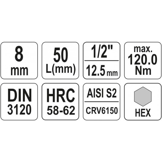 KLUCZ TRZPIENIOWY HEX 1/2" 8MM L55MM -zdjęcie numer 5