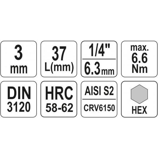 KLUCZ TRZPIENIOWY HEX 1/4" 3MM L37MM -zdjęcie numer 4