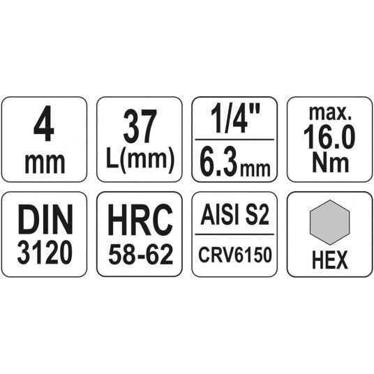 KLUCZ TRZPIENIOWY HEX 1/4" 4MM L37MM -zdjęcie numer 4