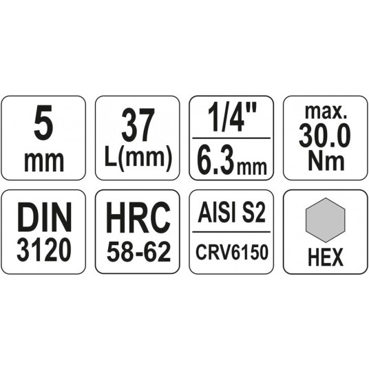 KLUCZ TRZPIENIOWY HEX 1/4" 5MM L37MM -zdjęcie numer 4