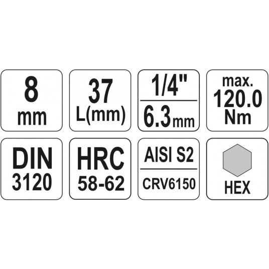 KLUCZ TRZPIENIOWY HEX 1/4" 8MM L37MM -zdjęcie numer 4