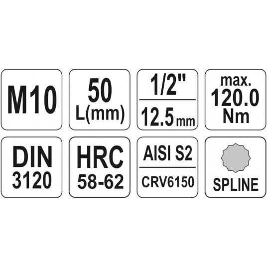 KLUCZ TRZPIENIOWY SPLINE 1/2" M10 L55MM -zdjęcie numer 5