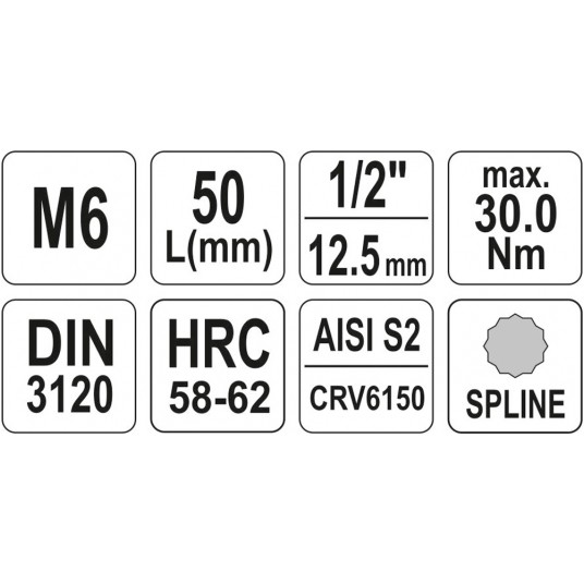 KLUCZ TRZPIENIOWY SPLINE 1/2" M6 L55MM -zdjęcie numer 4