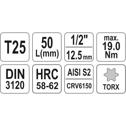 KLUCZ TRZPIENIOWY TORX 1/2" T25 L55MM -zdjęcie numer 4