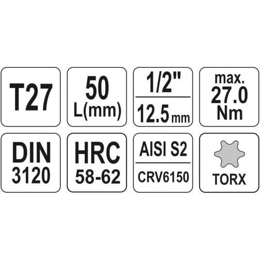 KLUCZ TRZPIENIOWY TORX 1/2" T27 L55MM -zdjęcie numer 4