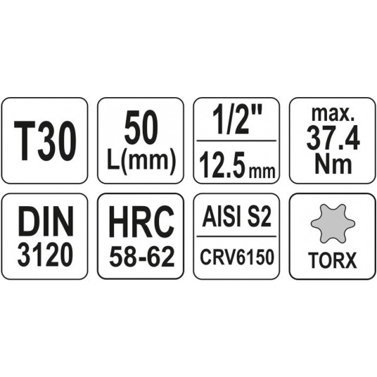 KLUCZ TRZPIENIOWY TORX 1/2" T30 L55MM -zdjęcie numer 4