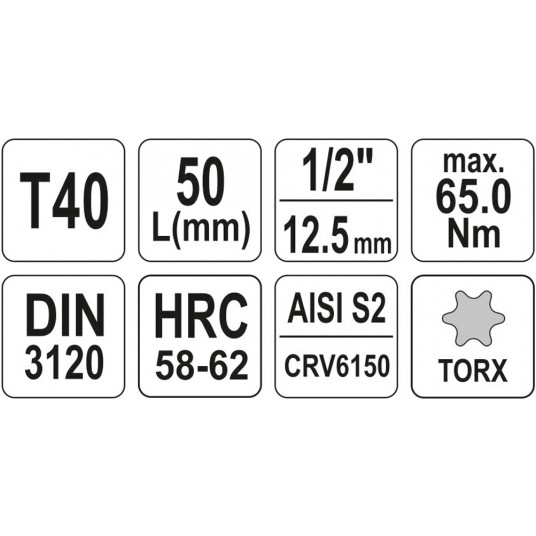 KLUCZ TRZPIENIOWY TORX 1/2" T40 L55MM -zdjęcie numer 4