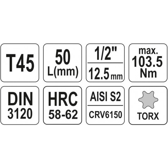 KLUCZ TRZPIENIOWY TORX 1/2" T45 L55MM -zdjęcie numer 4