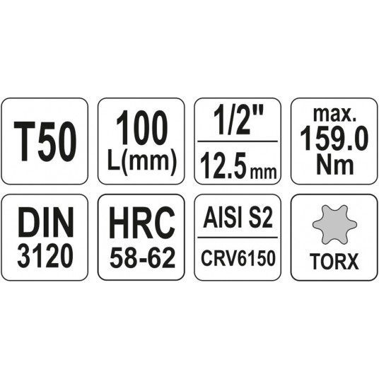KLUCZ TRZPIENIOWY TORX 1/2" T50 L100MM -zdjęcie numer 4
