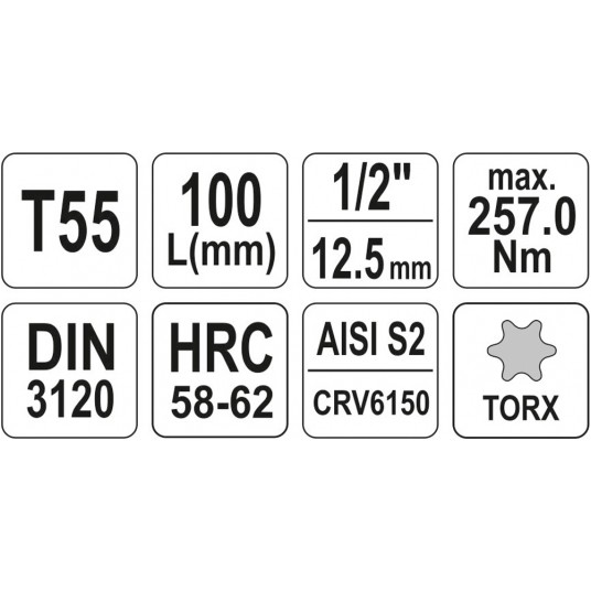 KLUCZ TRZPIENIOWY TORX 1/2" T55 L100MM -zdjęcie numer 4