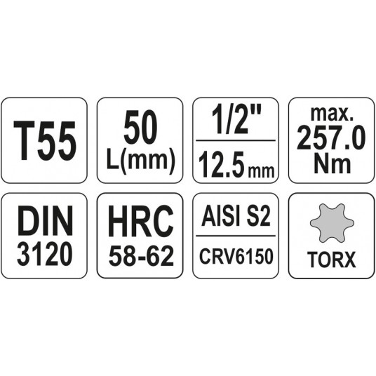 KLUCZ TRZPIENIOWY TORX 1/2" T55 L55MM -zdjęcie numer 4